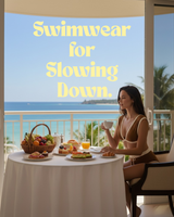 Bahía Blues bikini worn during a relaxed seaside breakfast